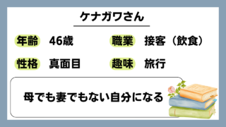 【ケナガワ（46）】母でも妻でもない自分になる