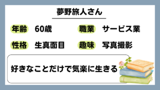 【夢野旅人（60）】好きなことだけで気楽に生きる